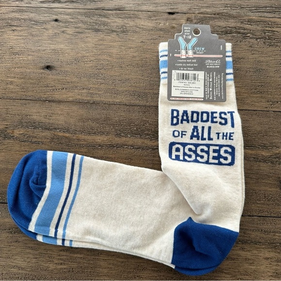 NWT Blue Q Mens Baddest of all the Asses Funny Crew Socks Novelty Gag Gift New - Picture 4 of 4